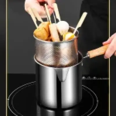 Stainless Steel Deep Fryer Oil Saving Pot With Lid