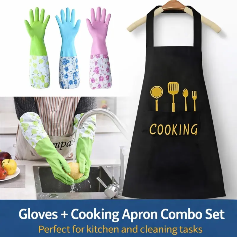 Hand Gloves & Cooking Apron Combo Set
