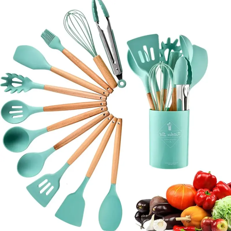 12 Pcs Silicone Kitchen Spoon Set