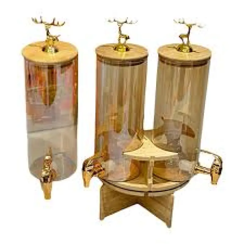 3 PSC Rotating Glass Beverage Dispenser Set with Stand