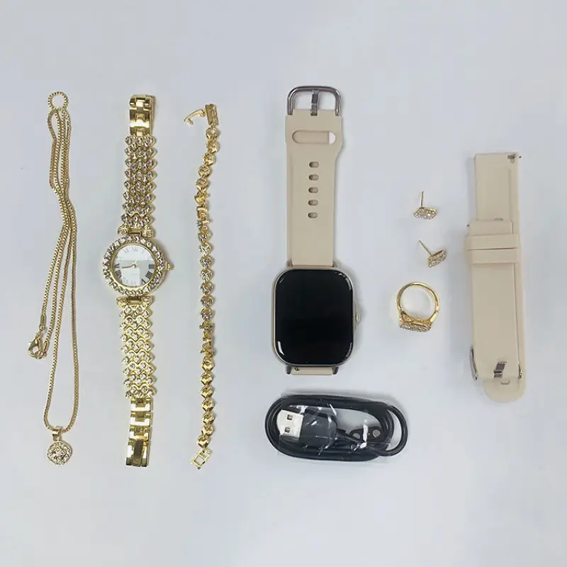A58 Plus Smart Watch with Jewelry 8 in 1 Set