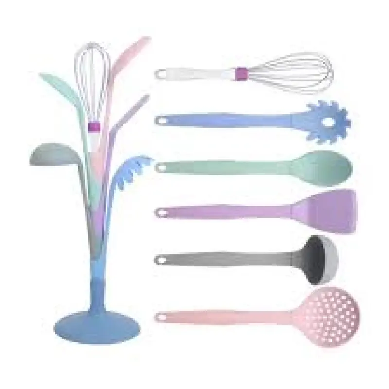 Kitchen Utensils Set 6 Pieces With Stand – Tree Shaped – Multicolor
