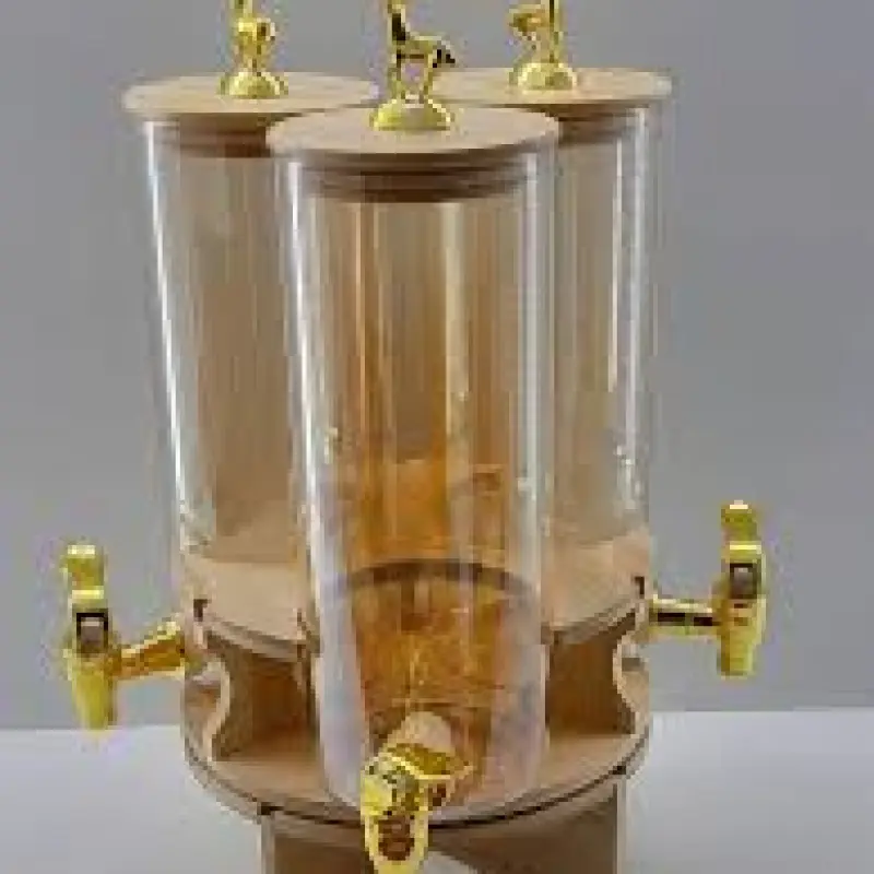 3 PSC Rotating Glass Beverage Dispenser Set with Stand