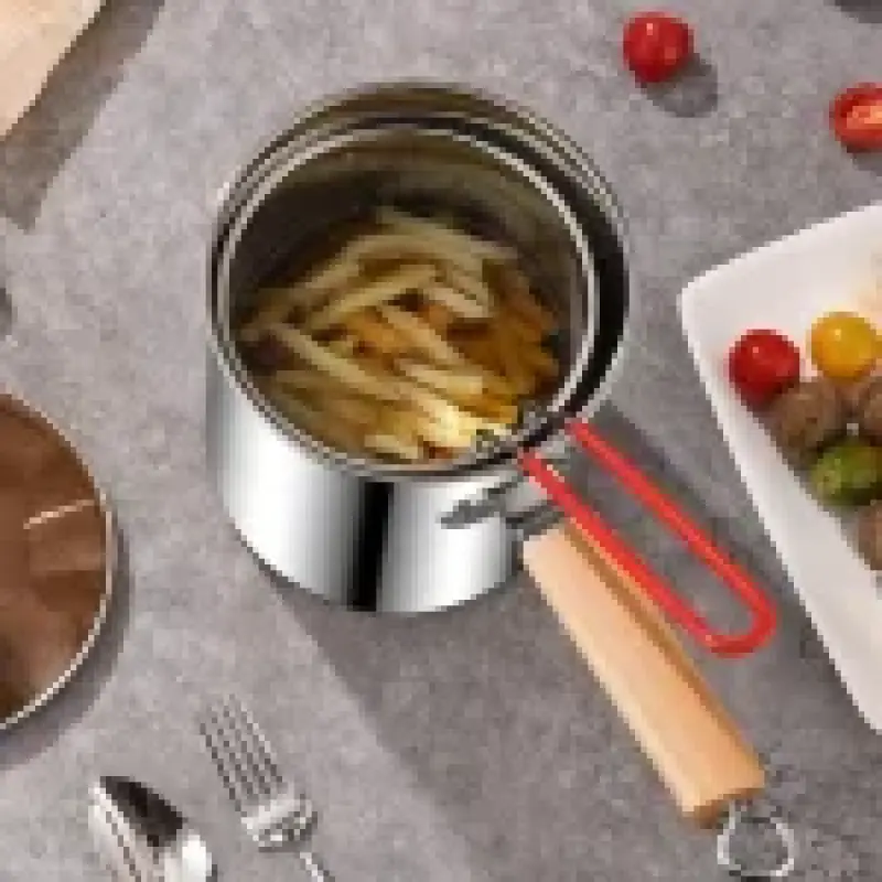 Stainless Steel Deep Fryer Oil Saving Pot With Lid